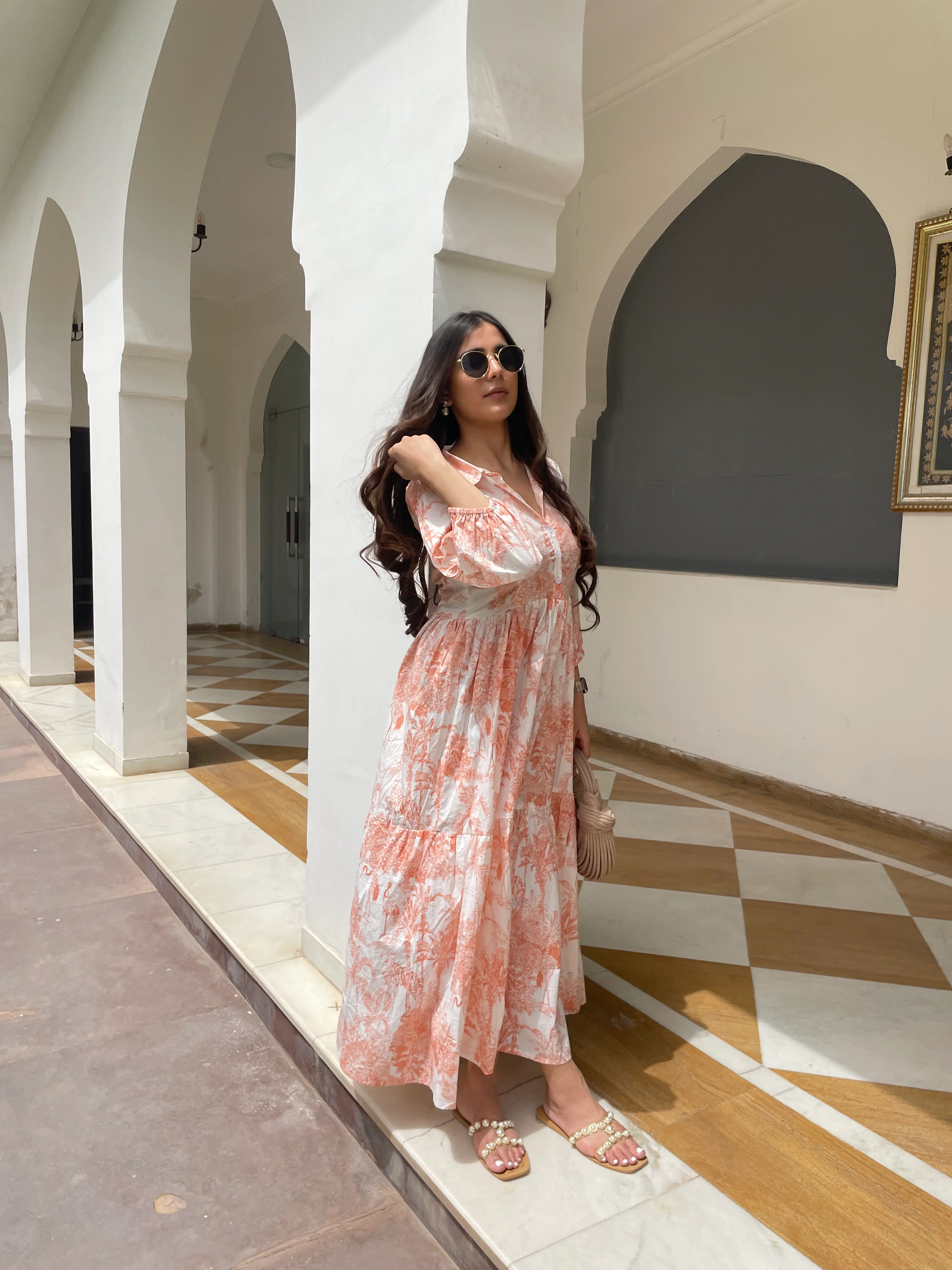 Orange jungle print dress - Image 3