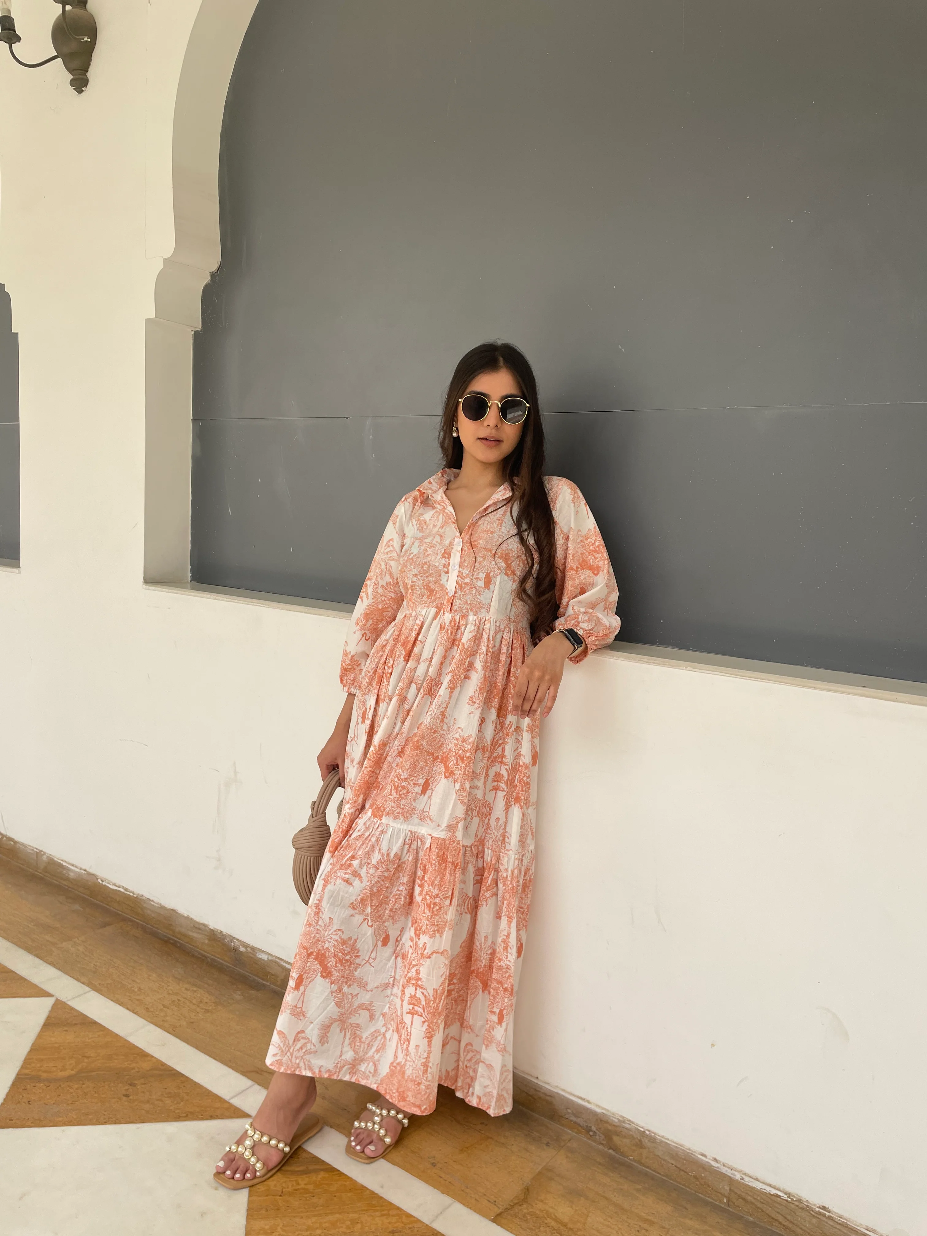 Orange jungle print dress - Image 4